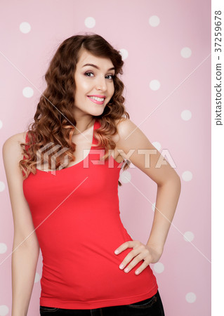beautiful woman on pink background beautiful woman on pink background 37259678
