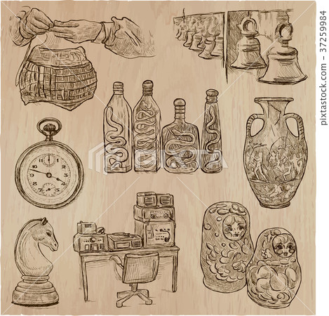 Bric a brac. Hand drawn pack. Freehand sketching. 37259984