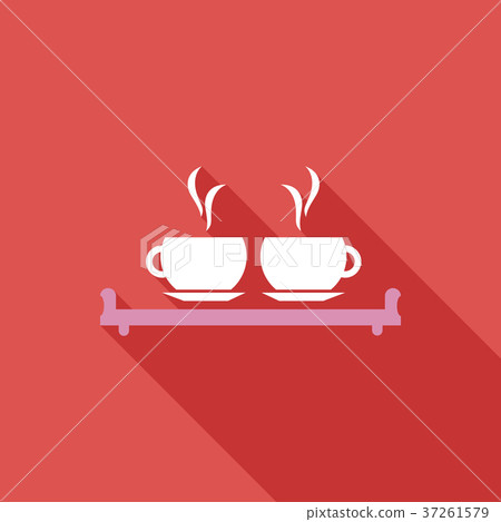 Coffee table with two cups of steaming coffee Coffee table with two cups of steaming coffee 37261579