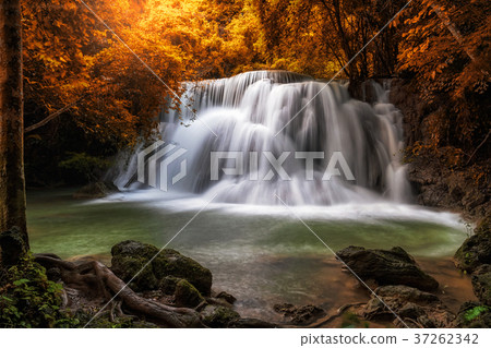 Beautiful waterfall in the forest, huay mae khamin waterfall, Kanchanaburi province, thailand, Nature travel concept 37262342