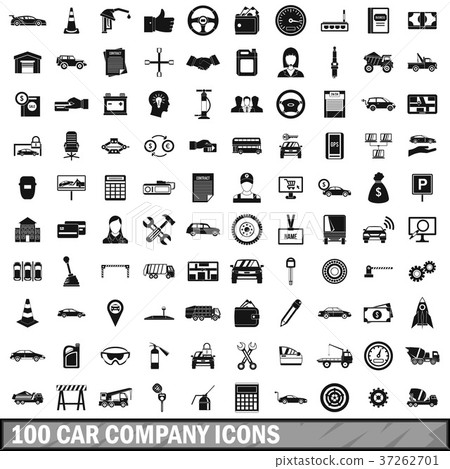 100 car company icons set, simple style 37262701