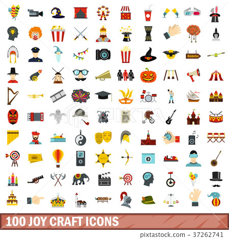 100 joy craft icons set, flat style - Stock Illustration [37262741] - PIXTA