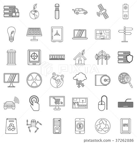 Technology icons set, outline style Technology icons set, outline style 37262886