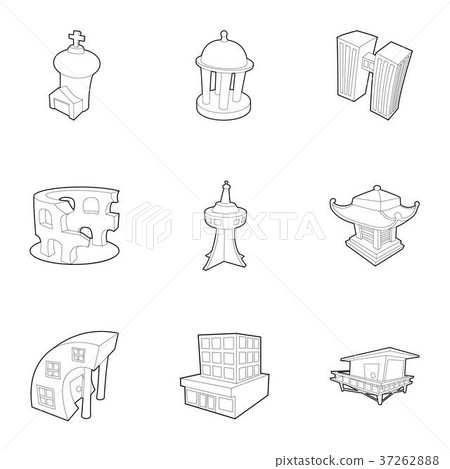 City sight icons set, outline style City sight icons set, outline style 37262888