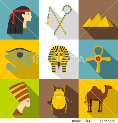 Egypt travel icon set, flat style Egypt travel icon set, flat style 37262889