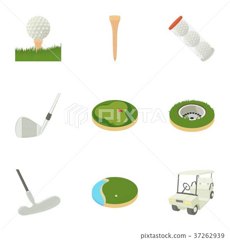 Golf accessory icons set, cartoon style 37262939
