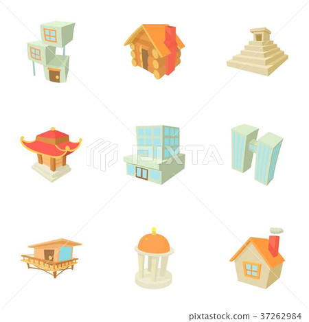 Big city icons set, cartoon style 37262984