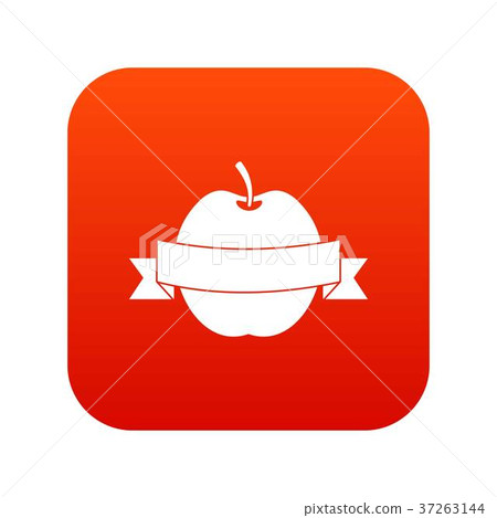 Apple with ribbon icon digital red - Stock Illustration [37263144] - PIXTA
