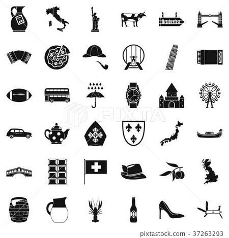Tourist icons set, simple style 37263293