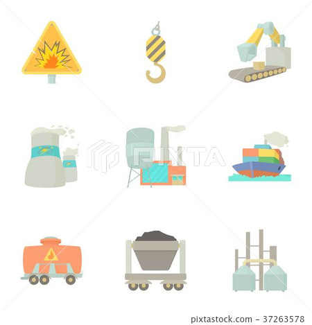 Heavy industry icons set, cartoon style Heavy industry icons set, cartoon style 37263578
