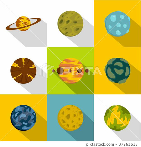 Galaxy planet icon set, flat style Galaxy planet icon set, flat style 37263615