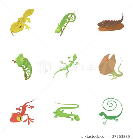 Different lizard icons set, cartoon style Different lizard icons set, cartoon style 37263889