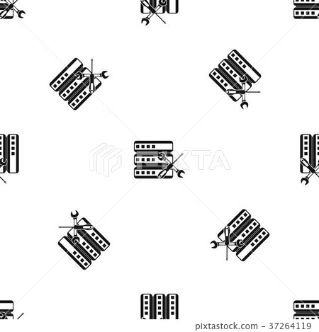 Database with screwdriver and spanner pattern seamless black 37264119