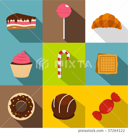 Candies icon set, flat style 37264122