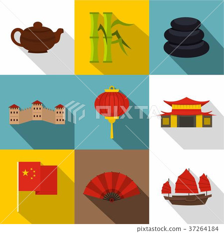 China republic icon set, flat style 37264184