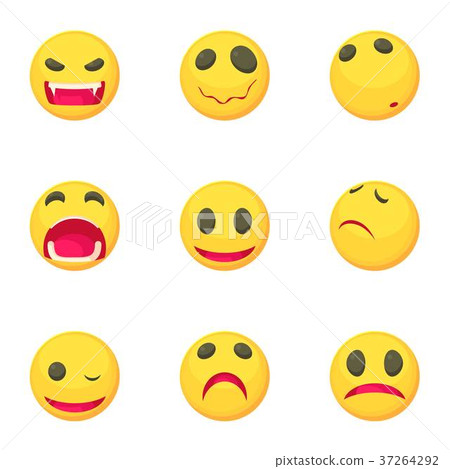 Funny emoji icons set, cartoon style 37264292
