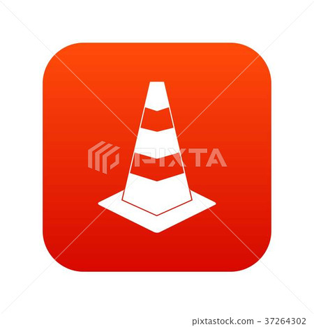 Traffic cone icon digital red 37264302