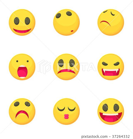 Smiley face icons set, cartoon style Smiley face icons set, cartoon style 37264332