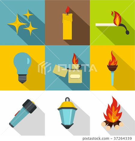 Light source icon set, flat style 37264339