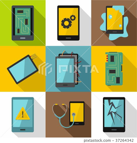 Smartphones service icon set, flat style Smartphones service icon set, flat style 37264342