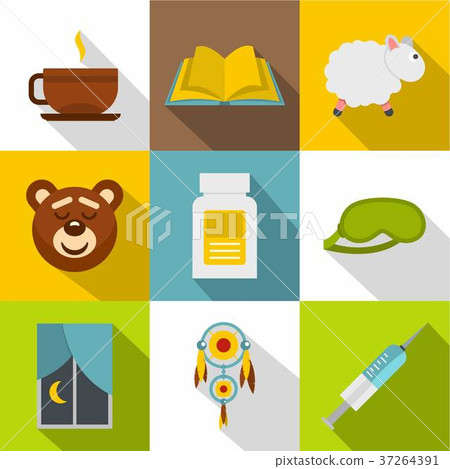 Sleep symbols icon set, flat style Sleep symbols icon set, flat style 37264391