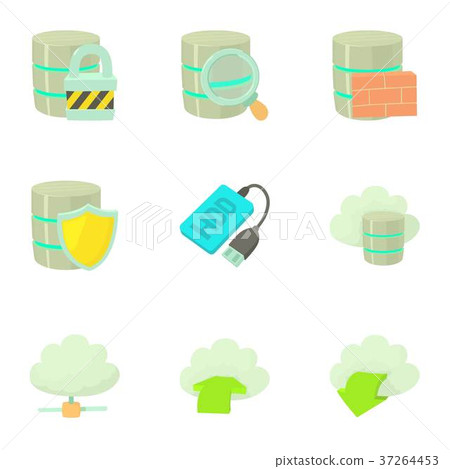 Storage technology icons set, cartoon style Storage technology icons set, cartoon style 37264453