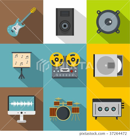 Music equipment icon set, flat style 37264472