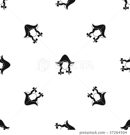 Girl dutch pattern seamless black - Stock Illustration [37264504] - PIXTA