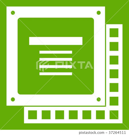 Computer CPU processor chip icon green 37264511