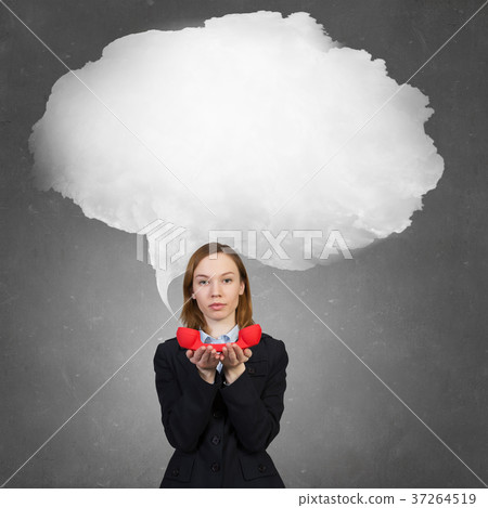 Woman with red handset Woman with red handset 37264519