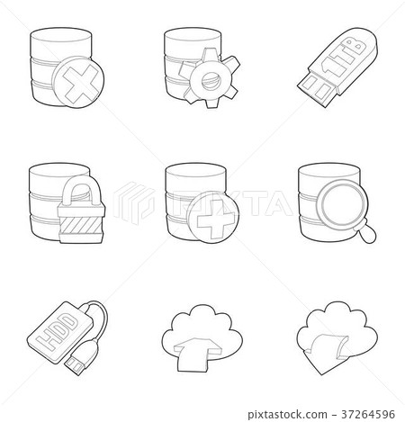 Storage technology icons set, outline style 37264596