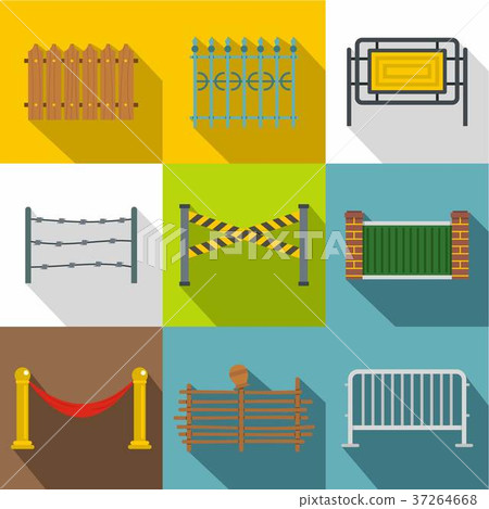 Fencing modules icon set, flat style 37264668