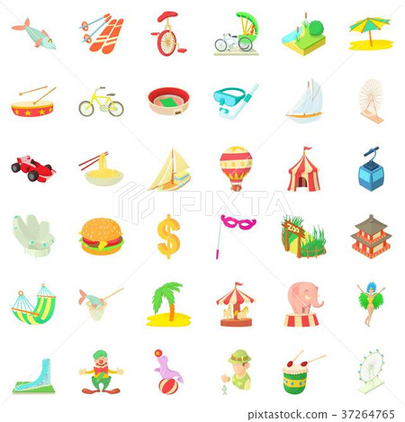 Tour icons set, cartoon style 37264765