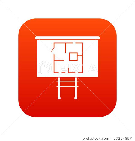 Project of house on a board icon digital red 37264897