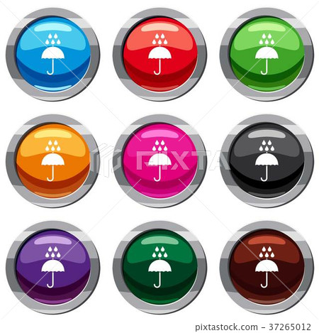 Umbrella and rain drops set 9 collection Umbrella and rain drops set 9 collection 37265012