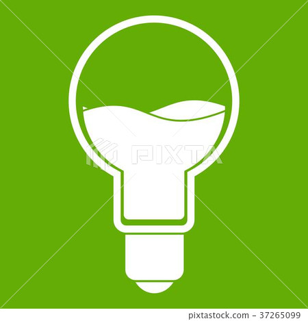 Light bulb with blue water inside icon green Light bulb with blue water inside icon green 37265099