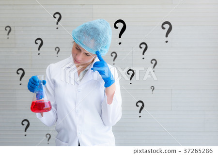 Portrait of beautiful woman laboratory scientist 37265286