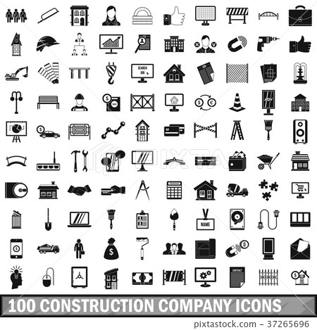 100 construction company icons set, simple style 100 construction company icons set, simple style 37265696