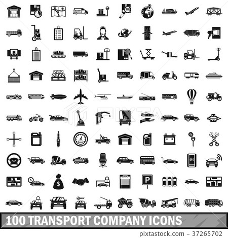 100 transport company icons set, simple style 37265702