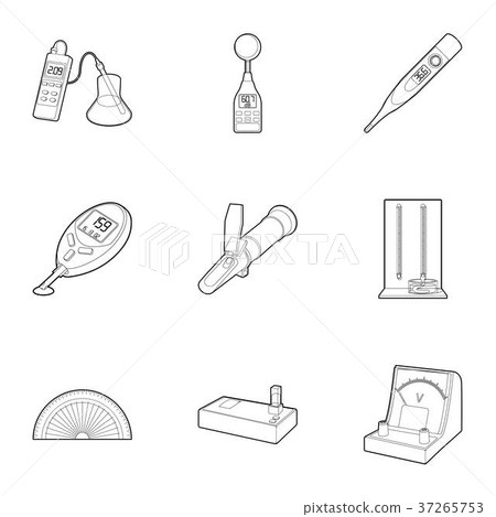 Precision instrument icons set, outline style Precision instrument icons set, outline style 37265753