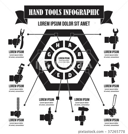 Hand tool infographic, simple style 37265778