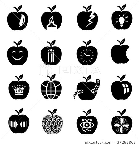 Apple logo icons set, simple style Apple logo icons set, simple style 37265865