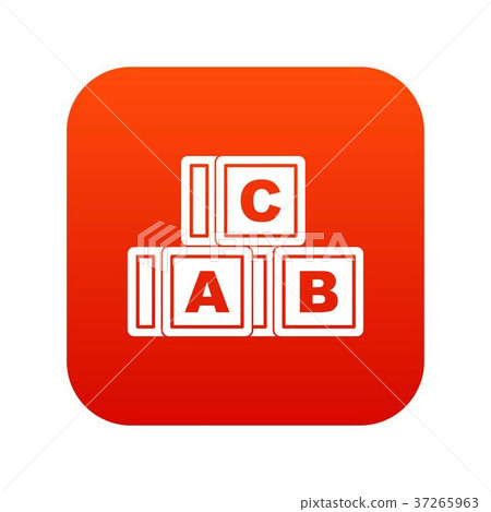 ABC cubes icon digital red 37265963