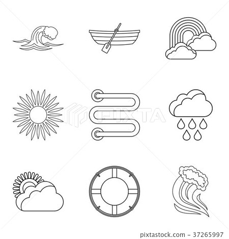 Water trip icons set, outline style Water trip icons set, outline style 37265997