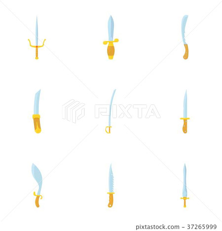 Sword and dagger icons set, cartoon style Sword and dagger icons set, cartoon style 37265999