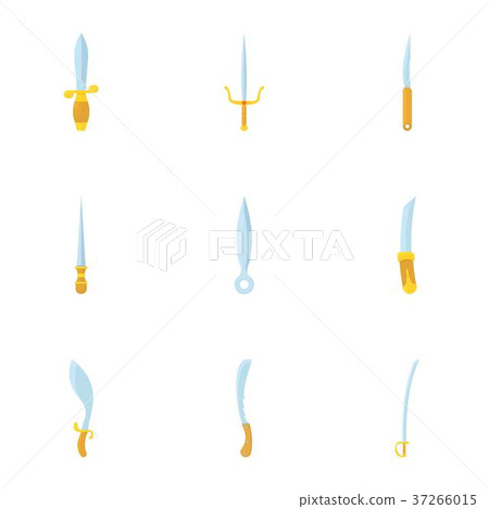 Throwing weapons icons set, cartoon style Throwing weapons icons set, cartoon style 37266015