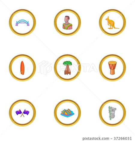 Sydney icons set, cartoon style 37266031