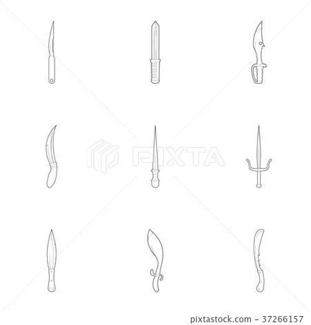 Dagger icons set, outline style Dagger icons set, outline style 37266157