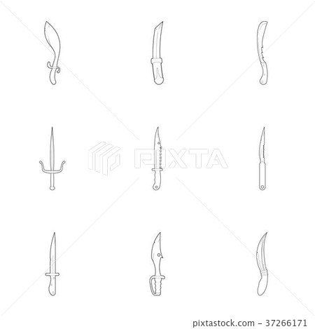 Throwing weapons icons set, outline style 37266171