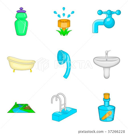 Backwash icons set, cartoon style 37266228